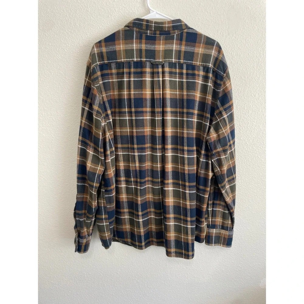 Eddie‎ Bauer  Mens XXL Flannel Shirt Brown Plaid Excellent Long Sleeve Cotton